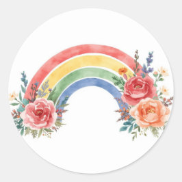 Vibrant Floral Rainbow Watercolor Birthday Sticker