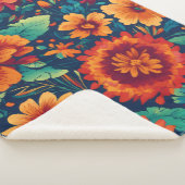 Vibrant Floral Sherpa Blanket - Large Sherpadecke (3/4)