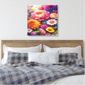 Vibrant Floral Symphony with Butterflies Leinwanddruck (Insitu (Schlafzimmer))