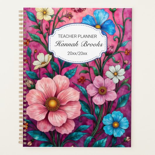 Vibrant Floral Teacher Yearly Planer (Vorderseite)