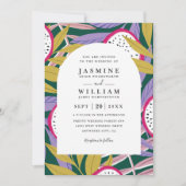 Vibrant Floral Tropical Elegant QR Code Wedding Einladung (Vorderseite)