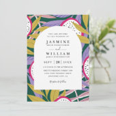 Vibrant Floral Tropical Elegant QR Code Wedding Einladung (Stehend Vorderseite)