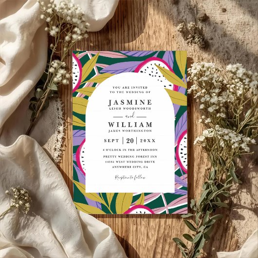 Vibrant Floral Tropical Elegant QR Code Wedding Einladung