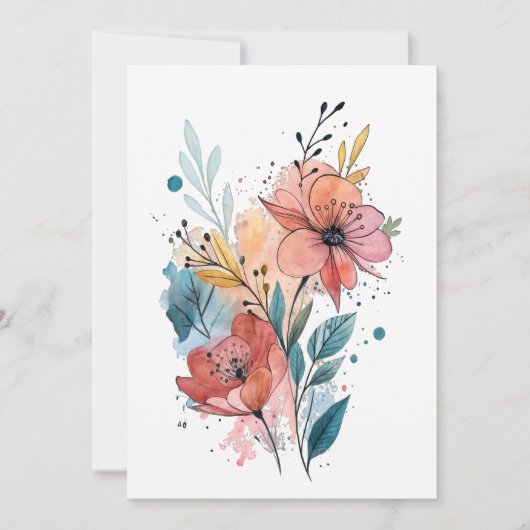 Vibrant Floral Watercolor Design Einladung (Vorderseite)