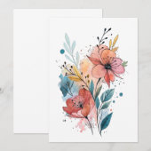 Vibrant Floral Watercolor Design Einladung (Vorne/Hinten)