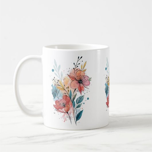 Vibrant Floral Watercolor Design Kaffeetasse (Links)