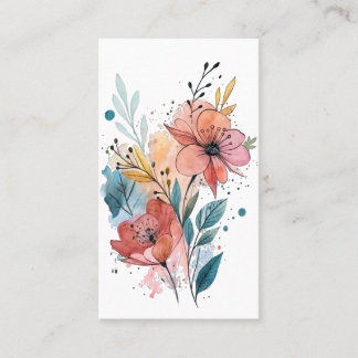 Vibrant Floral Watercolor Design Visitenkarte