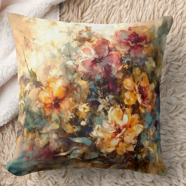 Vibrant Floral Watercolor Glow Kissen (Von Creator hochgeladen)