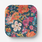Vibrant florale Grafik Pappteller (Vorderseite)