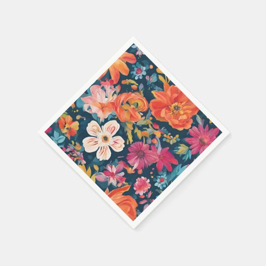 Vibrant florale Grafik Serviette (Ecke)