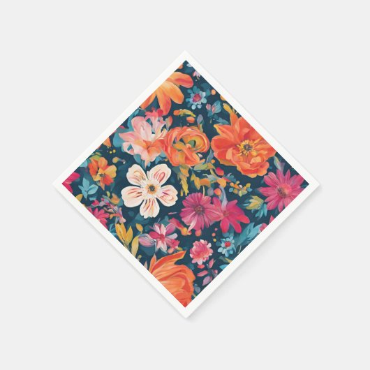 Vibrant florale Grafik Serviette (Ecke)