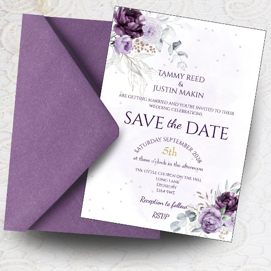 Vibrant florale Save the Date Hochzeitseinladung Einladung
