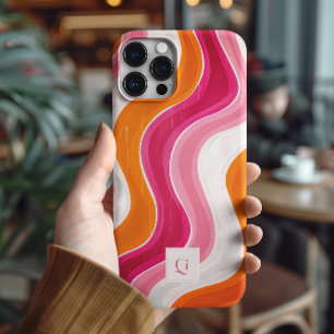 Vibrant Flow Funky Retro Initial Monogramm iPhone 16 Pro Max Hülle