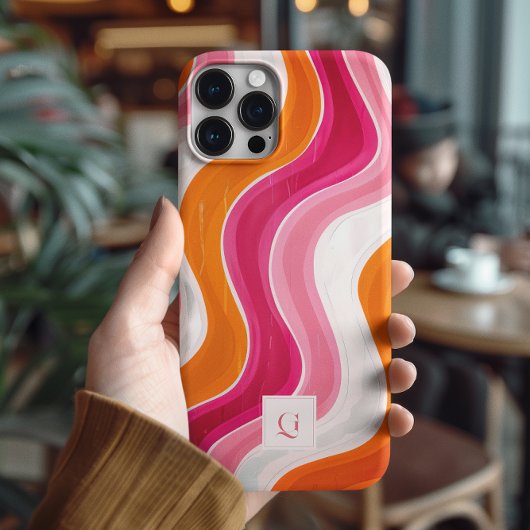Vibrant Flow | Funky Retro Initial Monogramm Case-Mate iPhone Hülle