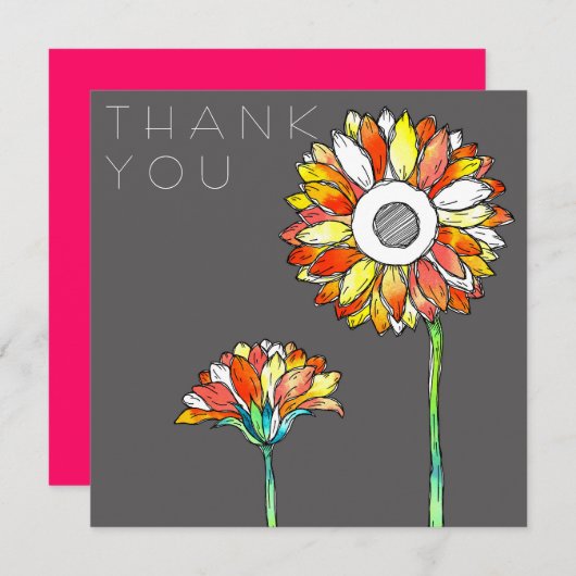 Vibrant flowers dankeskarte (Vorne/Hinten)