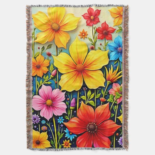 Vibrant Flowers: Garden of Joy Art Decke (Vorderseite Vertikal)