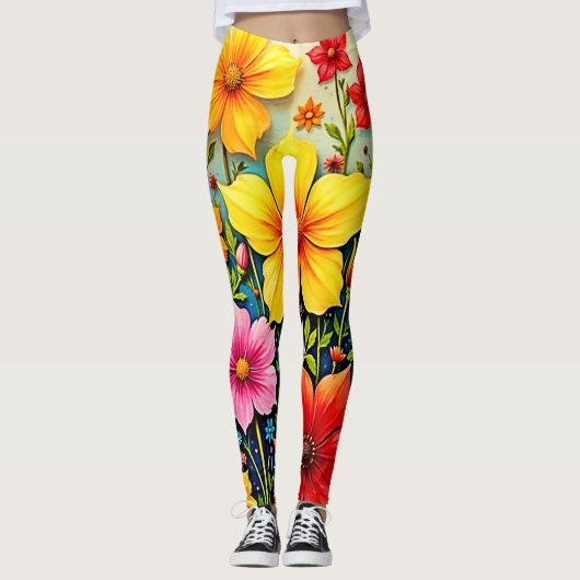 Vibrant Flowers: Garden of Joy Art Leggings (Vorderseite)
