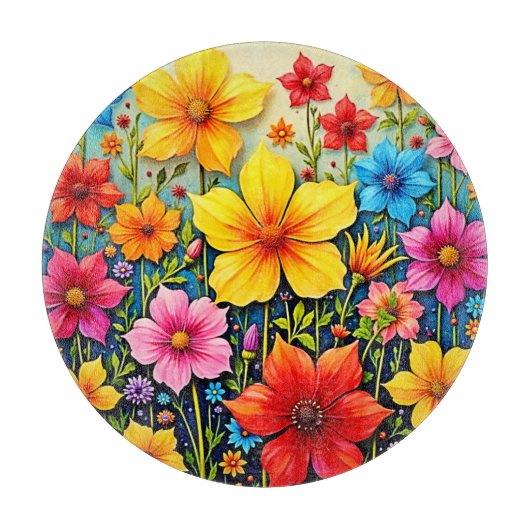 Vibrant Flowers: Garden of Joy Art Schneidebrett (Vorderseite)