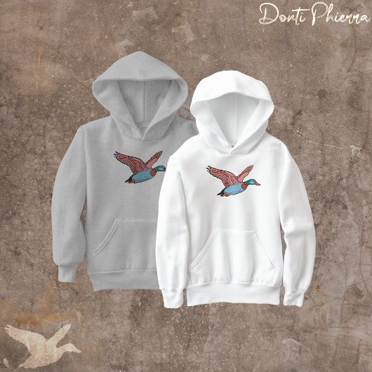 Vibrant Flying Duck Illustration Hoodie