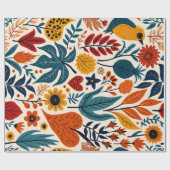 Vibrant Folk Art Floral Seamless Pattern Geschenkpapier (Flach)