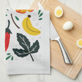 Vibrant Folk Art Tropical Fruit Chili Pepper Geschirrtuch (Viertel Falte)