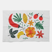 Vibrant Folk Art Tropical Fruit Chili Pepper Geschirrtuch (Horizontal)