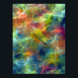Vibrant Fractal Nebula Swirl Energy Poster<br><div class="desc">Swirling tendrils of electric turquoise, lime, cyan, fiery orange, magenta, and deep indigo explode across the frame in fractal-like motion. Gossamer threads of yellow-green and peach float like aurora ribbons through darker violet and navy veins, creating luminous depth and a sense of boundless creative energy. The soft, radiant texture evokes...</div>