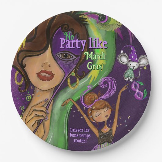 Vibrant Fun Mardi Gras Masquerade  Pappteller (Vorderseite)