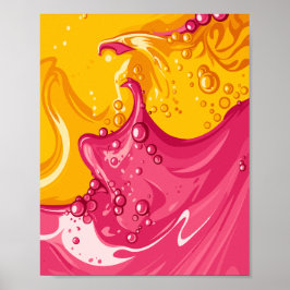 Vibrant Fusion of Pink and Golden Liquid Energy Poster