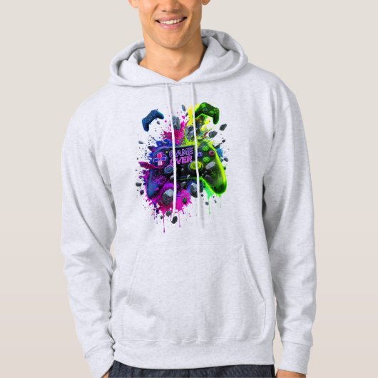 Vibrant 'GAME OVER' Controller T-Shirt Hoodie (Vorderseite)