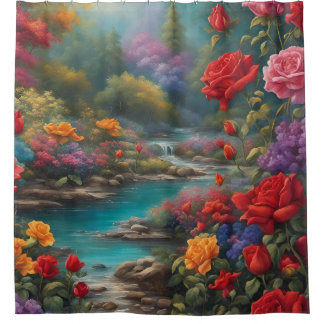 "Vibrant Garden Brook" Duschvorhang