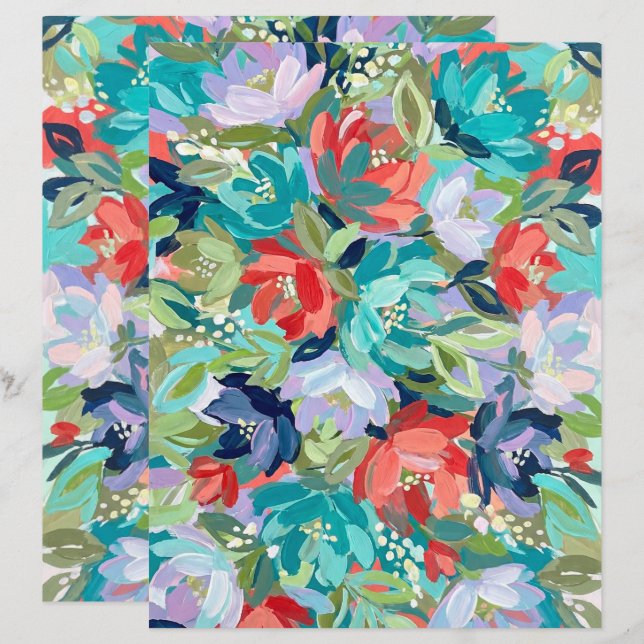 Vibrant Garden Symphony Scrapbook Paper (Vorne/Hinten)