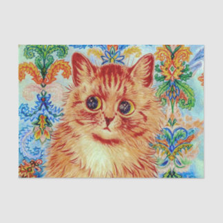 Vibrant Gaze Psychedelic Ginger Cat by Louis Wain Seidenpapier