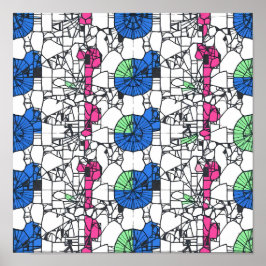 Vibrant Geometric Abstract Seamless Fabric Paper Poster