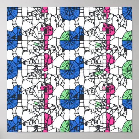 Vibrant Geometric Abstract Seamless Fabric Paper Poster (Vorne)