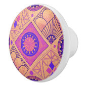 Vibrant Geometric Art Deco Keramikknauf (Rechts)