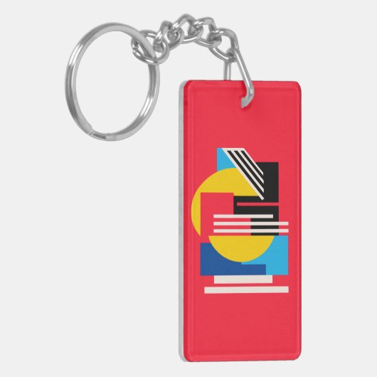 Vibrant Geometric Design in Minimalist Shapes Schlüsselanhänger (Vorderseite links)