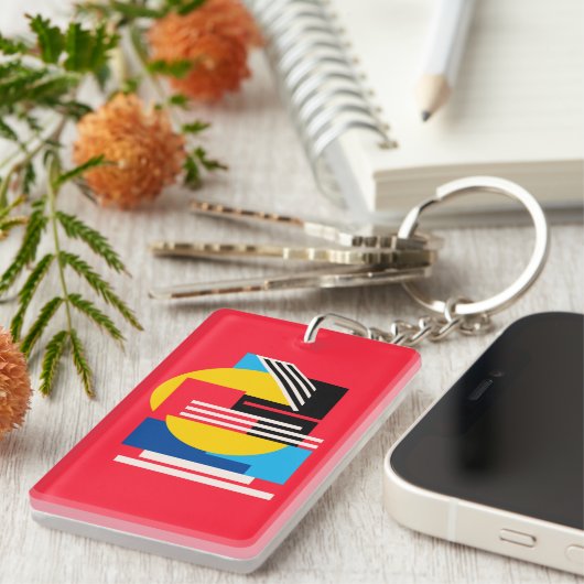 Vibrant Geometric Design in Minimalist Shapes Schlüsselanhänger (Vorderseite rechts)