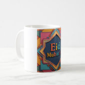Vibrant Geometric Eid Mubarak Kaffeetasse (Vorderseite Links)
