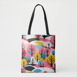 Vibrant Geometric Forest Tasche