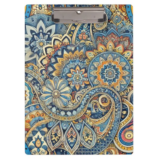 Vibrant Geometric Paisley Abstrakt Klemmbrett (Vorderseite)