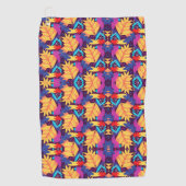 Vibrant geometric pattern features orange flowers  golfhandtuch (Vorderseite)