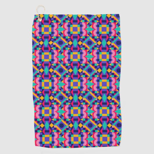 Vibrant geometric pattern featuring pink golfhandtuch (Vorderseite)
