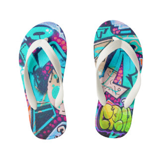 Vibrant Geometric Pattern Summer Flip Flops Kinderbadesandalen