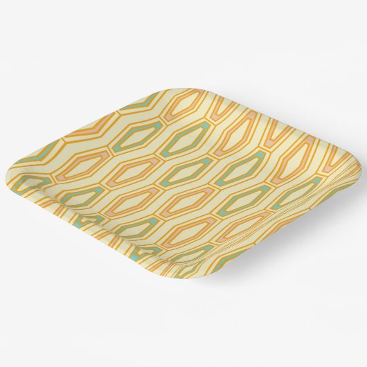 Vibrant geometric pattern with hexagonal shapes  pappteller (Gewinkelt)