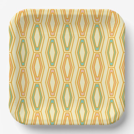 Vibrant geometric pattern with hexagonal shapes  pappteller (Vorderseite)