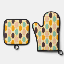 Vibrant geometric pattern with rows of octagonal s ofenhandschuh & Topflappen-Set