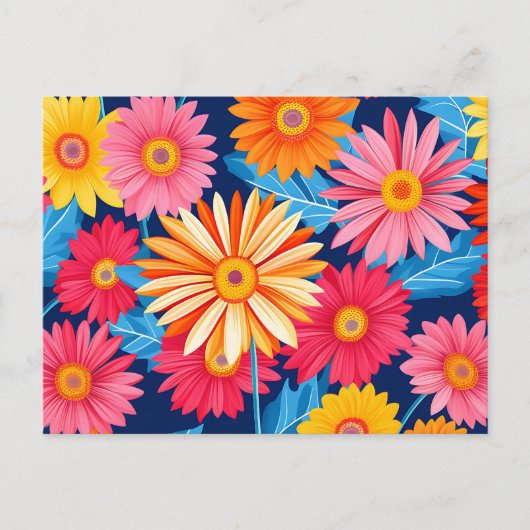 Vibrant Gerbera Daisies Blume Pflanze Postkarte (Vorderseite)