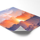 Vibrant Glitch Sunset Skyline Poster (Ecke)