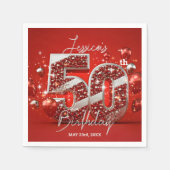 Vibrant Glittery Ruby Red und Silver 50. Geburtsta Serviette (Vorderseite)